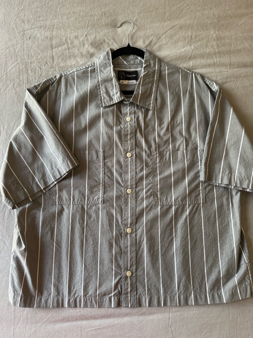 Original Use Gray Pinstripe Casual Button-Down Shirt